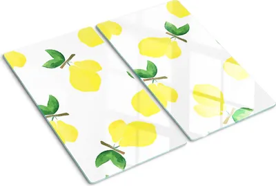Obrázok produktu pre Sklenená ochranná doska – Kryt varnej dosky – Kryt na indukčnú dosku – 2x30x52 cm – Rýchle čistenie – Tvrdené sklo – Citróny Ovocie