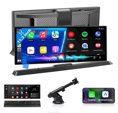 Productafbeelding van 11,3 inch autoradio display met CarPlay, Android Auto en Dual-Bluetooth