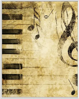 Produktbild von Wallario Wandbild Klaviatur in hellbraun, Größe: 40,30 x 50,30 cm, Poster mit weißem Aluminiumrahmen