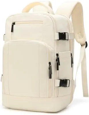 Produktbild von PolkaHome® Handgepäck Rucksack – Leicht und Wasserdicht, 20L Fassungsvermögen, 40x25x20 cm, Elfenbein