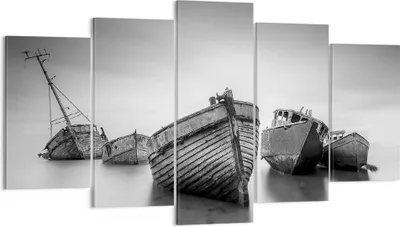 Produktbild von Bild auf Leinwand - Leinwandbild - 5 Teile - £ódŸ Wrack Schiff - 160x85cm - Wand Bild - Wanddeko - Wandbilder - Leinwanddruck - Bilder - Wanddekoration - Leinwand bilder - Wandbild - EA160x85-4999