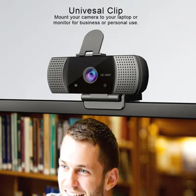 Zdjęcie produktu dla Kamera internetowa USB Full HD 1080p z szerokim kątem widzenia, USB 2.0, bez napędu, z mikrofonem, do laptopa, do prowadzenia zajęć online, konferencji, transmisji na żywo i rozmów wideo, kamery internetowe z ochroną przed podglądaniem