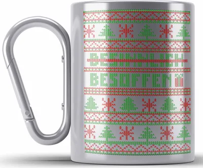 Produktbild von Trendation - Weihnachten Edelstahl Tasse Karabiner Besinnlich WeihnachtsEdelstahl Tasse Karabiner WeihnachtsEdelstahl Tasse Karabinern Lustig Glühwein Becher Geschenk Edelstahl Tasse Karabinern Weihnachtsmarkt Frauen Männer (Silber)