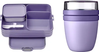 Produktbild von Mepal 2-tlg. Lunch to go Set - Lunchbox Take A break Large mit Lunchpot - praktischer Müslibecher - Brotdose mit Fächern, geeignet für bis zu 8 Butterbrote - Vivid Lilac