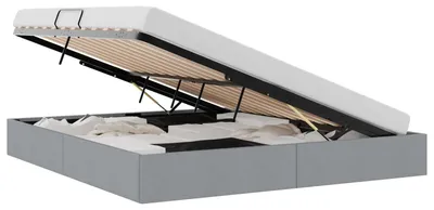 Produktbild von vidaXL Aufbewahrungsbett mit Speicher Hellgrau 193 x 203 cm Stoff