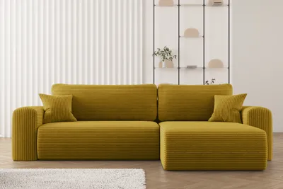 Produktbild von Kaiser Möbel Ecksofa mit Schlaffunktion L-förmiges Sofa Capri Stoff Poso Gelb Rechts