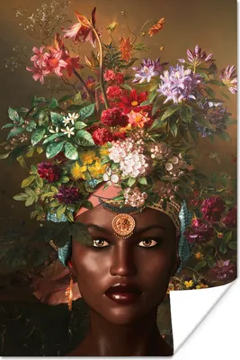 Produktbild von MuchoWow® Poster Frau - Blumen - Farben 20x30 cm - Papierdruck