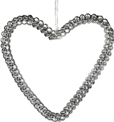 Produktbild von Herz Hänger Glöckchen silber Türdekoration Metall Herzanhänger 22 cm