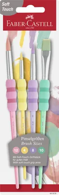Image de FABER-CASTELL - Ensemble de pinceaux avec manche ergonomique, 4 pièces
