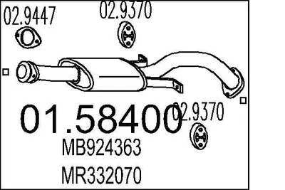 Produktbild von MTS 01.58400 Mittelschalldämpfer Schalldämpfer für MITSUBISHI PAJERO II (V3W, V2W, V4W)