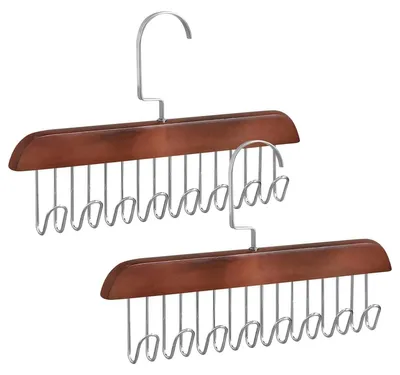 Drehbarer Kleiderbügel-Organizer, 2er-Set, 8 Haken, Holz, 28 cm, braun