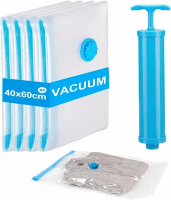Vakuum-Aufbewahrungsbeutel für Kleidung, 4er-Set, wiederverwendbar