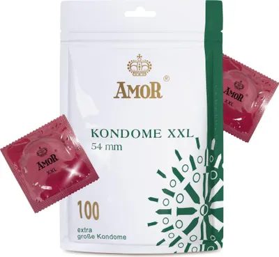 Produktbild von AMOR XXL Premium Kondome, 100 Stück, Gefühlsecht, Ø 54 mm, Transparent