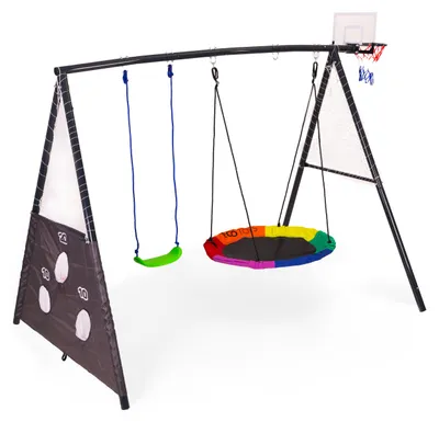 Zdjęcie produktu dla Plac zabaw dla dzieci huśtawka ogrodowa 4w1 kosz do koszykówki bocianie gniazdo ECOTOYS