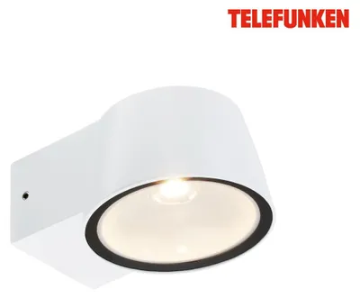 Image de Telefunken Lampe LED murale, protection contre les éclaboussures et la poussière, On/Off, blanc, dimensions : 5,5 x 9,5 x 13 cm