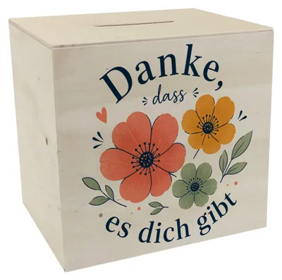 Produktbild von Spardose Holz Danke dass es - Holzspardose mit Dankesmotiv Mit Spruch: Danke