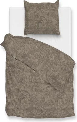 Produktbild von Zo! Home Baumwolle Bettwäsche 135x200 Paisley di Lino Palm Taupe braun meliert