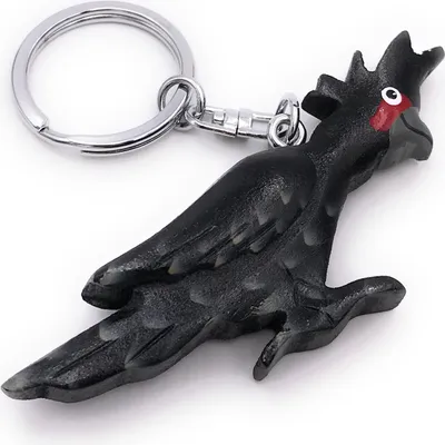 Image de Onwomania Porte-clés bois perroquet oiseau perruche oiseau d'élevage cacatoès noir pendentif Charm