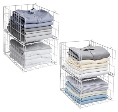 Produktbild von Stapelbare Aufbewahrungskörbe Set von 4 - Metallorganisatoren für Schränke