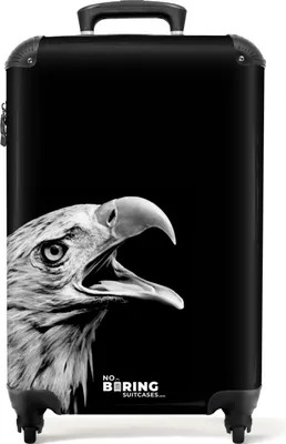 Produktbild von NoBoringSuitcases.com - Černý kufr raptor - Vhodný pro rozměry 55x40x20 cm a 55x35x25 cm - Cestovní taška - Černý příruční kufr na kolečkách - Kufr na kolečkách pro dospělé - Příruční kufr - Cestovní kufr na kolečkách - Kufr na kolečkách lightKufr na příruční zavazadla 55x35x20 cm, 36L,