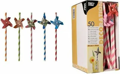 Image de Pailles en papier PAPSTAR "Windmill" 200 mm coloré en papier 50 pièces
