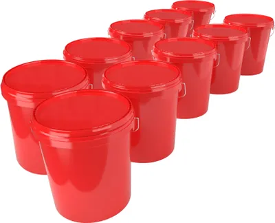 Zdjęcie produktu dla Wiadro z pokrywką 16 l | Wiadro do przechowywania | Przeznaczone do kontaktu z żywnością, kolor czerwony | PP | 10 sztuk