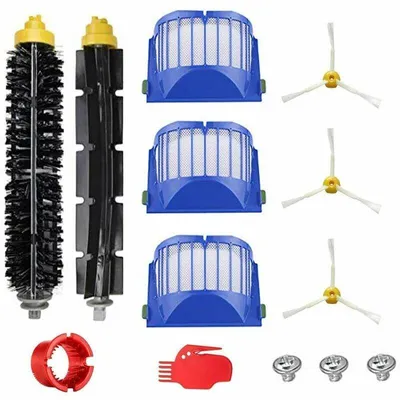 Produktbild von Ersatzset für Zubehör der Serie 600 für Roomba 600, 620, 630, 650, 660, Saugfilter, 3 Stück + 1 Bürste für Bürsten + 1 Bürste + 3 Bürsten für seitliche Bürste mit 6 Bürsten + 2 Werkzeuge