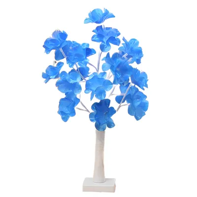 Imagen del producto de Lámpara de mesa con 18 pétalos de flores LED, con alimentación USB y por batería, ideal para dormitorios y decoración, color azul
