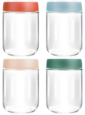 Produktbild von VINATO 4er Set 350ml Overnight Oats Gläser, Glasbehälter mit Deckel, Meal Prep Gläser, Joghurtgläser mit Deckel, Luftdichte Aufbewahrungsgläser für Küche, Lebensmittel & DIY