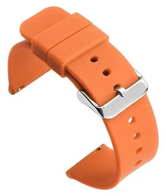 Image de Bracelet en silicone pour montres, 22 mm, orange, avec fermeture velcro argentée et boucle ardillon