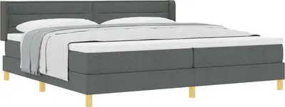 Image de vidaXL Lit boxspring avec matelas gris foncé 200 x 200 cm Tissu