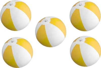 Produktbild von 5x Mini Strandball / Wasserball / Farbe: gelb-weiß