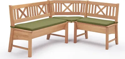 Produktbild von Eckbank Deborah aus Massivholz 177 x 135 x 87 Küchenbank massiv Buche lackiert/Grün 12147-177135-grün