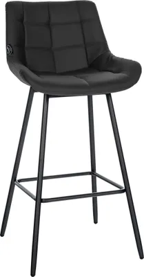 Produktbild von CLP Barhocker Weston mit Metallgestell und Fußstütze I Samt oder Kunstleder schwarz Material Kunstleder