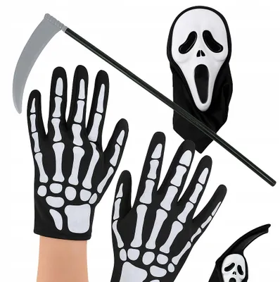 Produktbild von Kostüm Skelett Tod Zombie Sense Maske Handschuhe