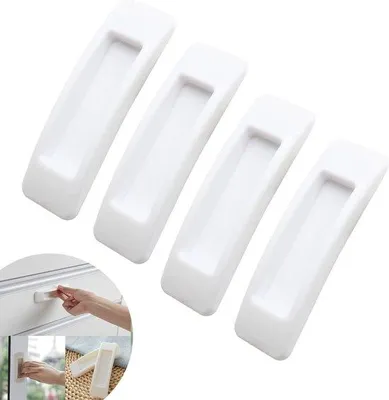 Obrázok produktu pre 4 ks (biele) samolepiace úchytky na posuvné dvere – samolepiace úchytky na posuvné dvere – nálepky na úchytky na posuvné dvere – do kuchyne, kúpeľne, skríň, úložných priestorov, komôd a skríň
