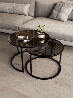 Produktbild von Skye Decor, Nesting-Tischset (3 Teile) - Sapphire Oak, 100% Melamin | 100% Melamin beschichtete Spanplatte, ideal für modernes Home Office & Lernräume.