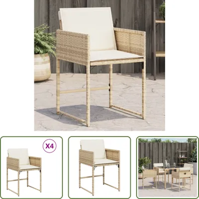 Produktbild von The Living Store Gartenstühle mit Kissen 4 Stk. Beige Poly Rattan