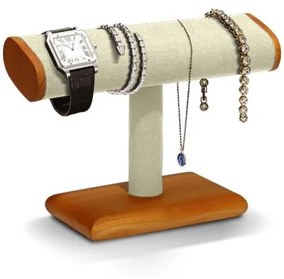 Produktbild von Uhrenständer aus Massivholz – Schmuckpräsentationsständer – Armbandhalter – T-förmige Ablage – Organizer – Praktisches Design – Schmuckausstellung