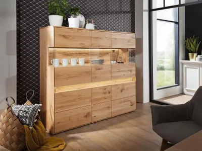 Produktbild von Highboard 164x152cm "Berlin" Wildeiche massiv geölt