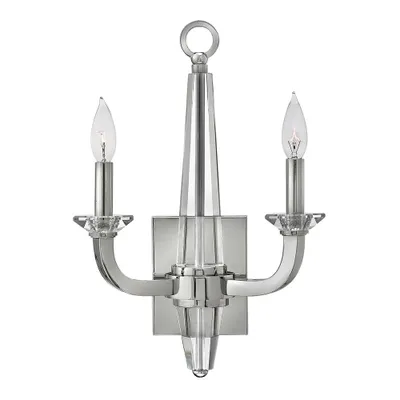 Zdjęcie produktu dla Kinkiet świecznikowy Ascher polerowany nikiel 2xE14x60W kryształ wym:45x30,5x12,7cm IP20 Quintiesse