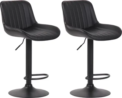 Produktbild von CLP 2er Set Barhocker Lentini Kunstleder drehbar mit Höhenverstellung schwarz Gestell Farbe schwarz