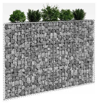 Produktbild von Gabionen-Hochbeet Dekorative Zäune Steinkorb-Pflanzkübel Drahtkorb Mauersteinkorb Gabione Hochbeet Steingabionen Mauer Gabionen Drahtkorb Trapezform Verzinkter Stahl 150x20x100 cm
