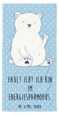 Produktbild von Mr. & Mrs. Panda Handtuch Eisbär Faul - Blau Pastell - Geschenk, Bär, Entspannen, Büro, Großes Badehandtuch, Teddy, Strandlaken, Strandtuch, Nordpol, Badelaken, Duschtuch