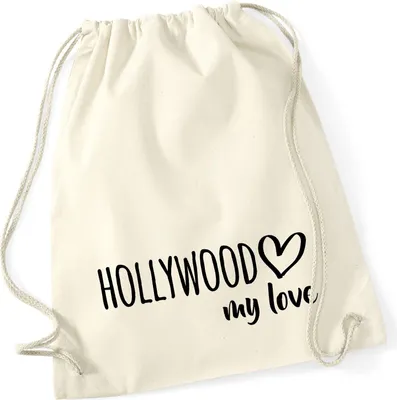 Produktbild von Huuraa Turnbeutel Hollywood my love 12 Liter Natural Baumwolle Rucksack Geschenkidee