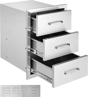 Immagine prodotto di SucceBuy cassetti per cucina da esterno 16" L x 21,5" A x 18" P, cassetti per grill da incasso con maniglia in acciaio inox per isola grill o stazione grill da patio