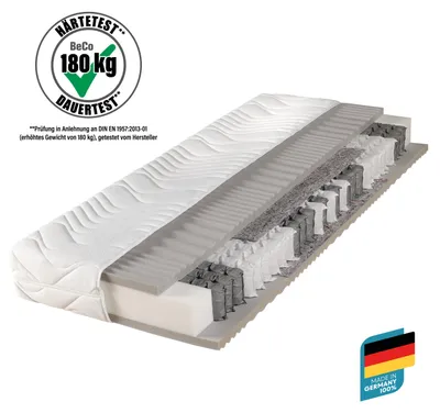 Produktbild von Federkernmatratze Maxima Plus, Beco, 22 cm hoch, von Stiftung Warentest mit "GUT" (1,8) bewertet - Größe: 90 x 200 cm, Härtegrad: H2 (0 kg - 100 kg)