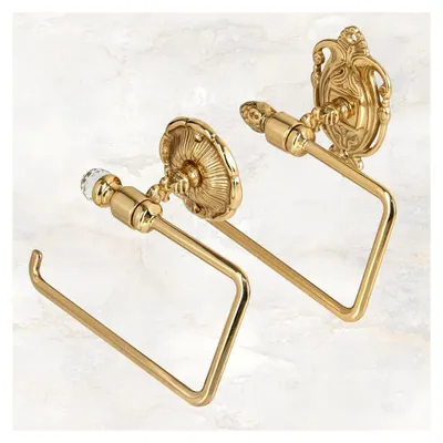 Produktbild von Toilettenpapierhalter aus Messing in Gold poliert - Antik, Vintage, Rostfrei