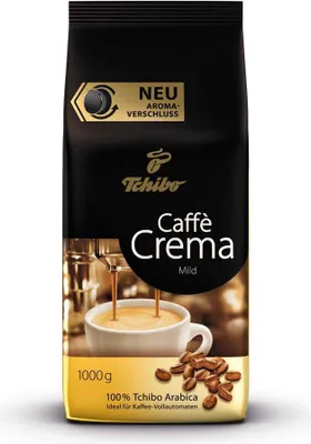 A bag of Tchibo Caffè Crema Mild coffee beans.