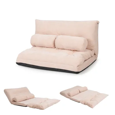 Produktbild von GOPLUS Bodensofa mit Schlaffunktion, 3 in 1 Sofabett mit Kissen & verstellbare Rückenlehne, Klappsofa Schlafsofa Schlafsessel für Wohnzimmer & Gästezimmer (Braun,178 x 98 x 18 cm)